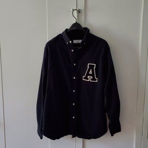 AMI button-down collar appliqued cotton oxford shirt